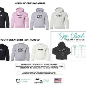 youth hoodie sweat shirt sizes chart