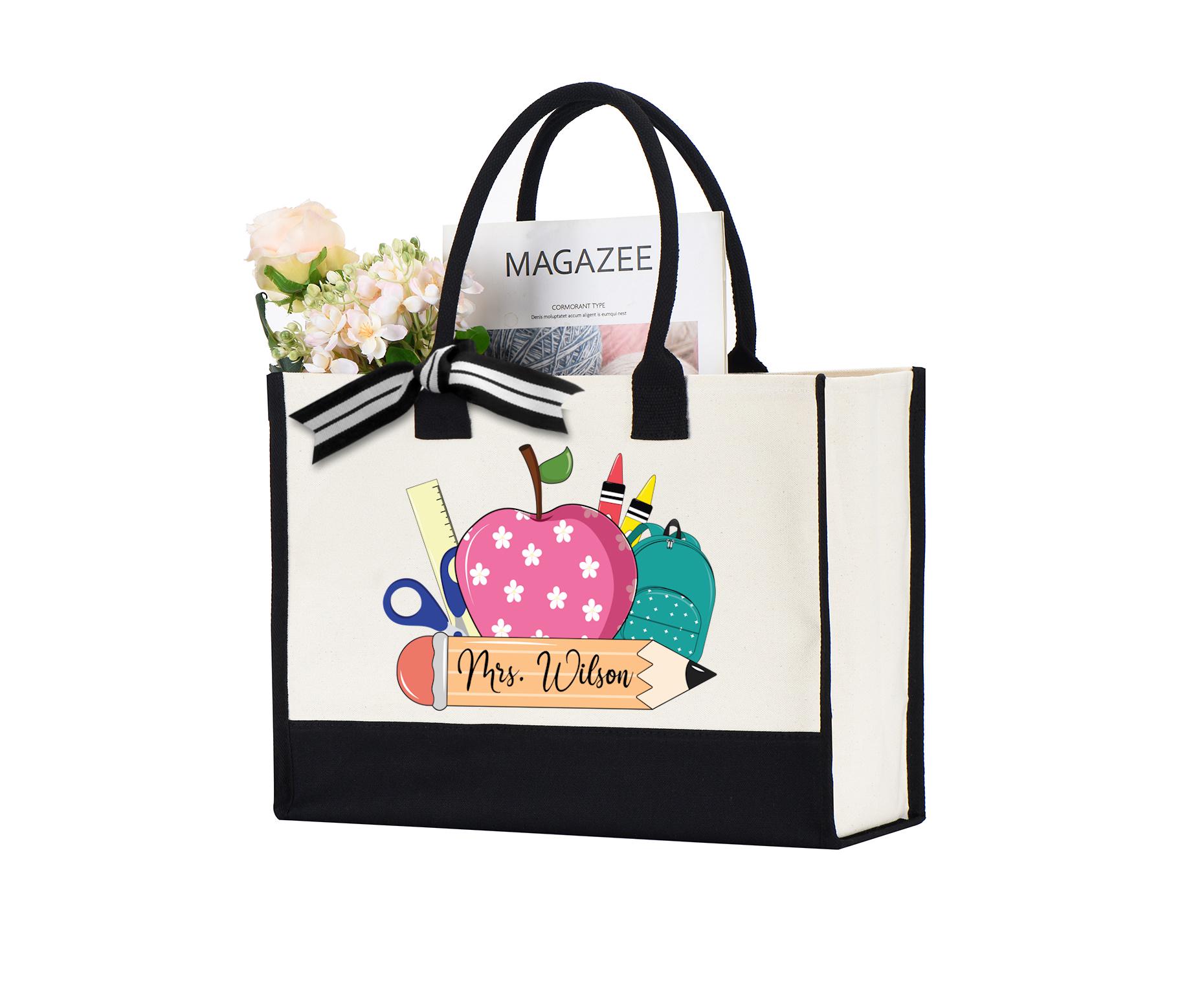 Custom Teacher Name Tote Bag, Teacher Tote Bag, Gift For Teacher,Personalized Teacher Gift,Teacher Gift,Teacher Bag,Personalized Teacher Bag