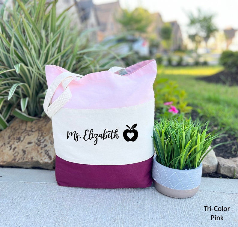Personalized Teacher Tote Bag, Custom Teacher Name Tote Bag Canvas Tote ...
