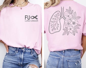 Fuck Lung Cancer Awareness Shirt, Floral Lung Tee, White Ribbon Top