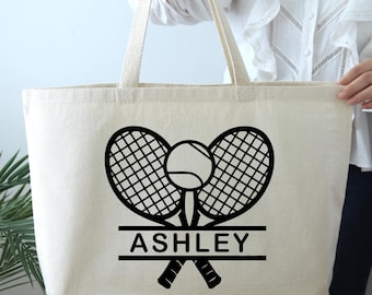 Personalized Tennis Tote Bag: Cotton Canvas, Zippered Closure