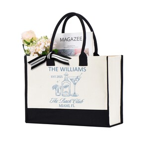Custom Beach Bachelorette Tote Bag, Beach Bride Gift, Bride Beach Bag, Bridesmaid Beach Tote Bag, Bach Club Bachelorette Party Favor Bag