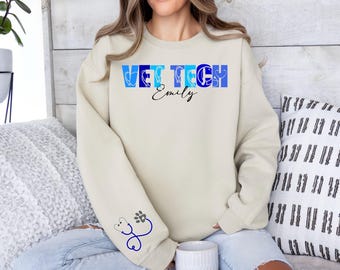 Custom Vet Tech Sweatshirt: Personalized Veterinarian Technician Gift