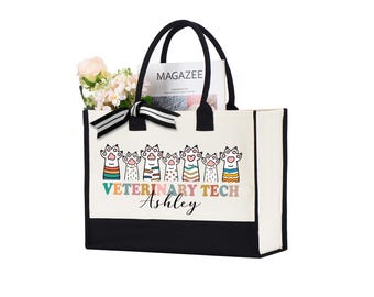 Veterinary Tech Tote Bag, Custom Veterinary Bag, Custom Vet Tech Bag, Vet Tech Gifts, Veterinarian Bag, Pet Tote Bag, Gift for Vet Tech Week