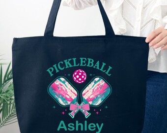 Personalized Pickleball Tote Bag: Cotton Canvas Sport Bag, Gift for Player