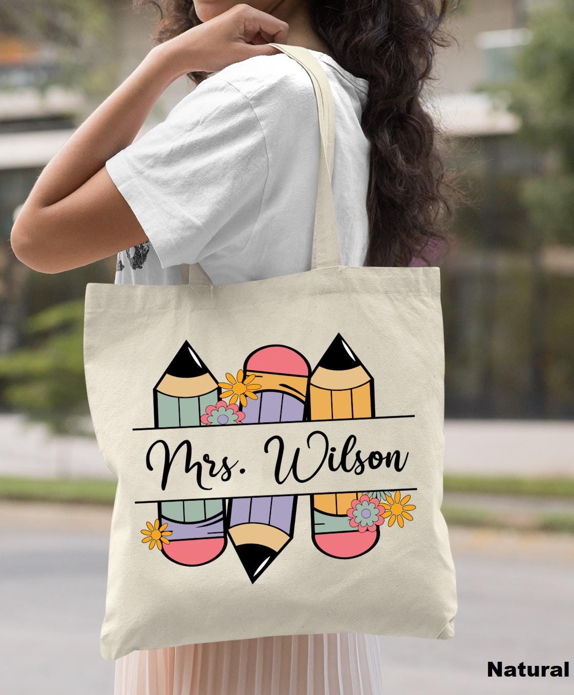 Personalized Teacher Tote Bag: Custom Name Gift - Etsy