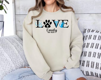 Personalized Vet Tech Sweatshirt: Custom Veterinarian Technician Gift
