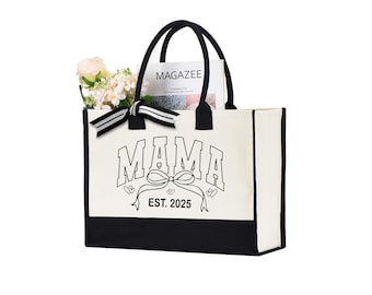 Personalized Mama Est Tote Bag, Mom Tote Bag,Mother's Day Bag,Mother's Day Gift,Mama Gift,Mother Tote Bag,Mom Gift Bag, New Mom Bag,Mama Bag