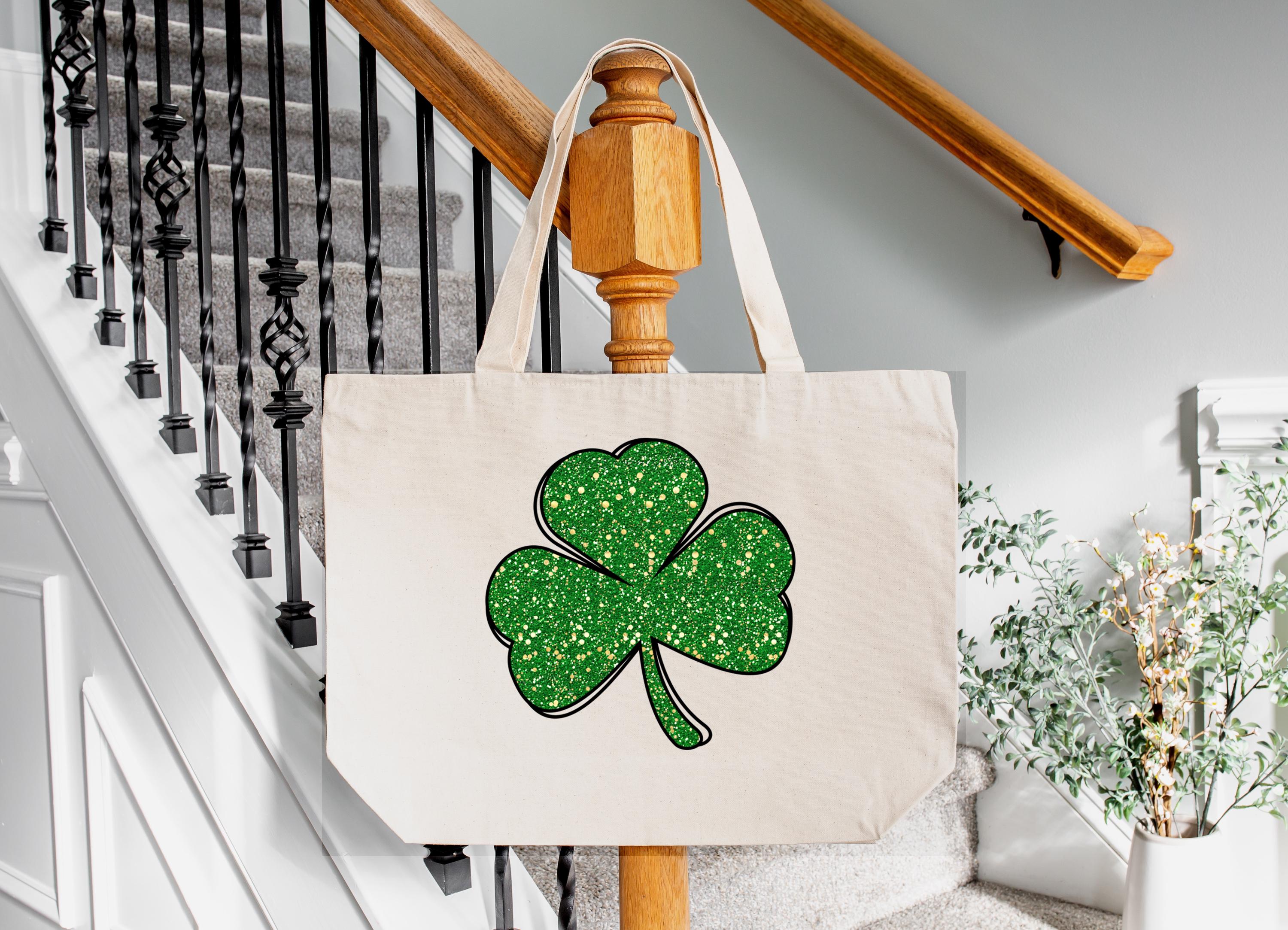 Hufuaoey St. Patrick's Day Tote Bag - Shamrock Print, Zipper Closure, Large Capacity, Microfiber - View #10