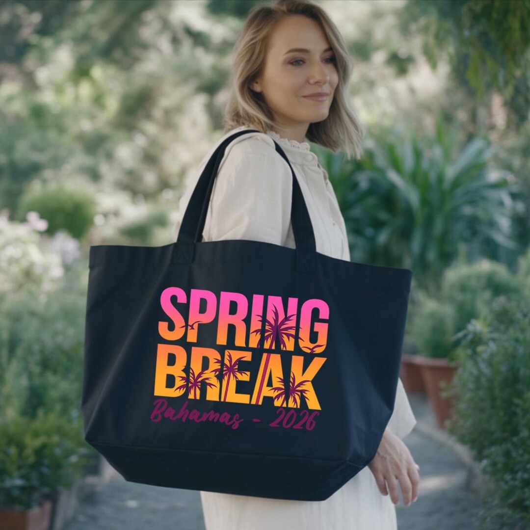 Custom Spring Break 2026 Tote Bag, Personalized Travel Beach Tote - Etsy