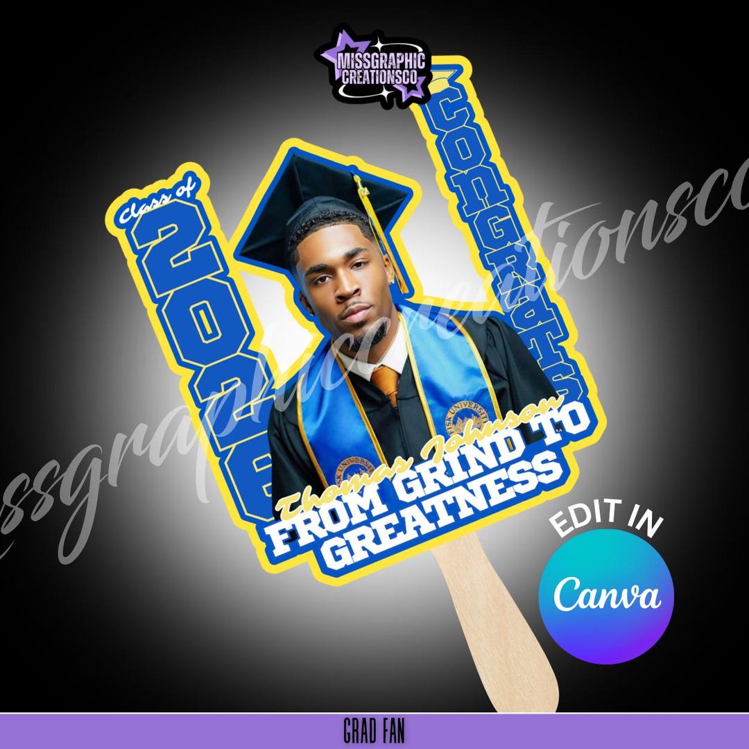 Graduation Fan 2026 Custom Design: Editable Canva Template - Etsy