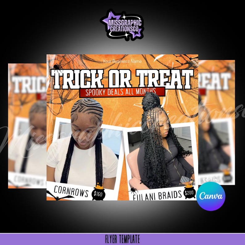 Halloween Braids Flyer Template - Etsy