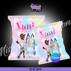 Birthday Chip Bag Template | Birthday Party Favor | Custom Bluey Chip Bag | Editable Party Favor Template |