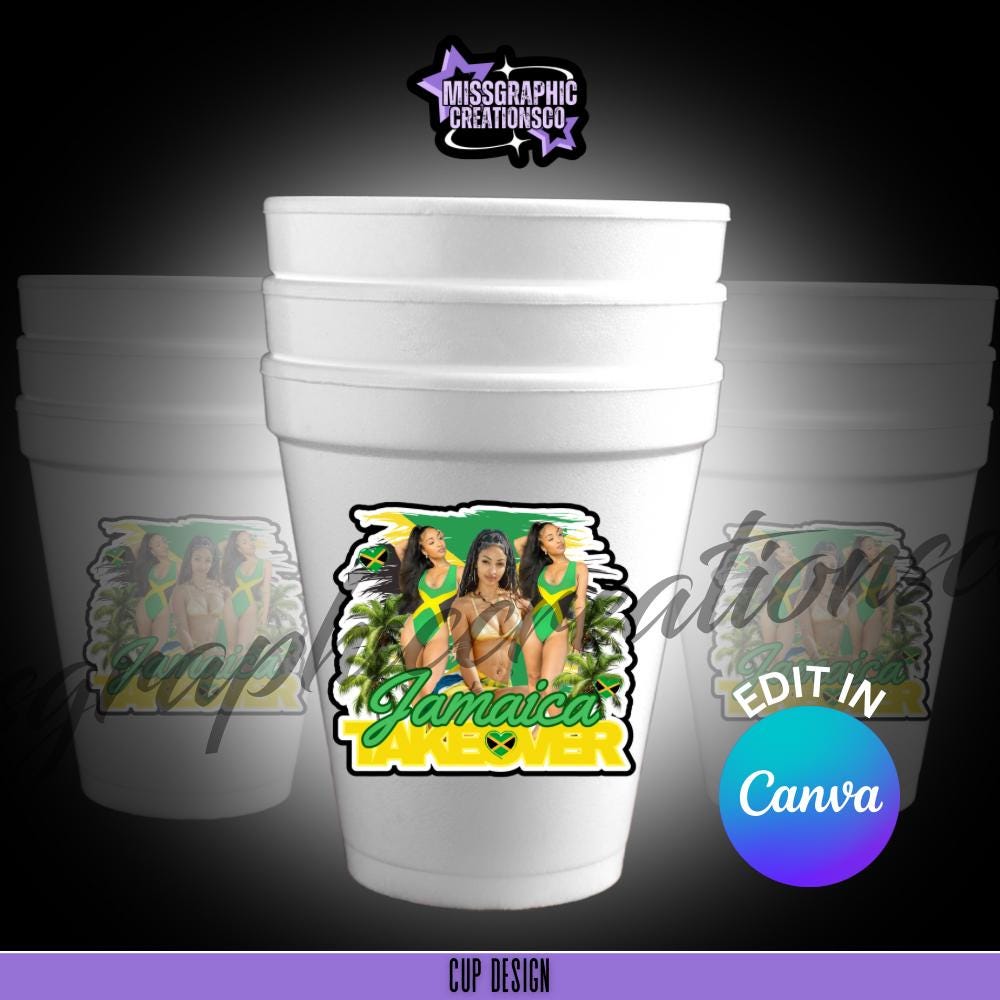 Styrofoam Cup | Custom Viral Cup Design | Jamaica Takeover Birthday Cups | Jamaica Themed Cups | Birthday Design | Custom Shot Glasses
