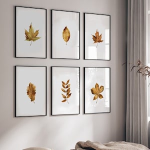 Fall Leaves Printable/Watercolor Fall Leaf/Fall Wall Art Set Of 6/Rustic Print/ Fall Decor/Autumn leaves Art/Fall Leaf Print/ Farm House Art