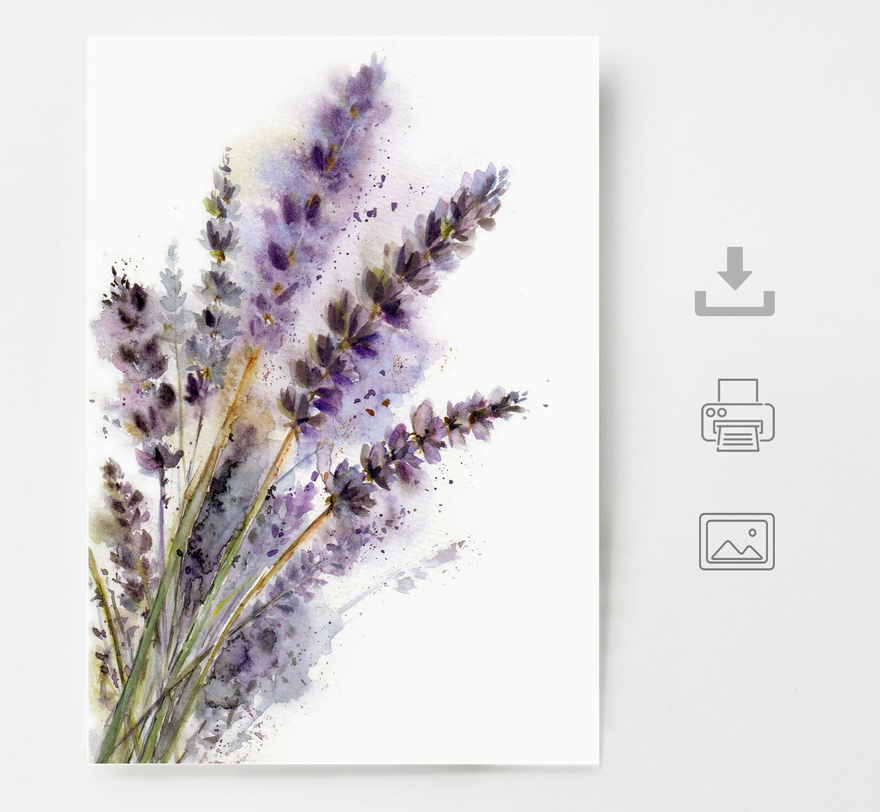 Lavender Watercolor Purple Flower Painting Lavender Wall Art - Etsy