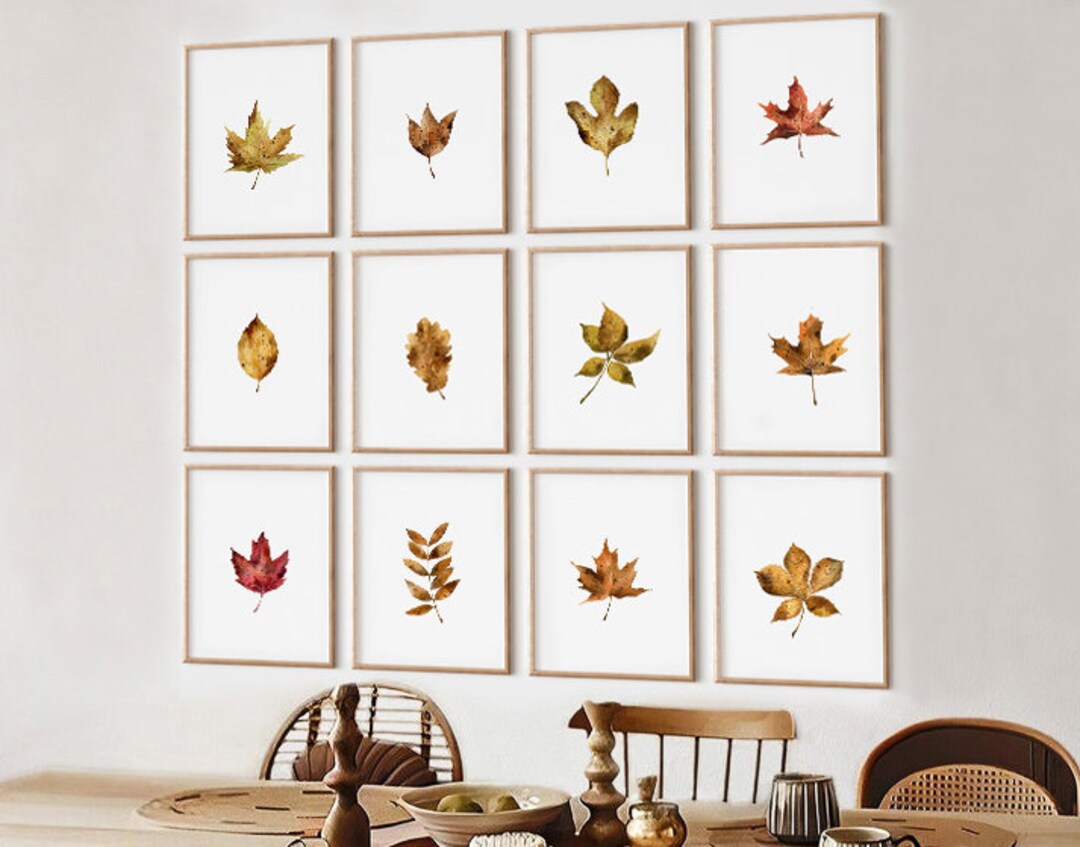 Fall Leaves Printable/watercolor Fall Leaves/fall Wall Art Set of 12 ...