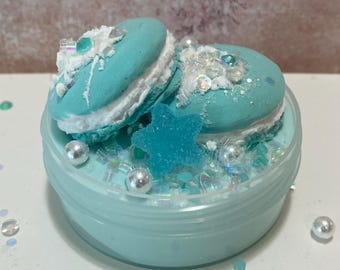 Blue Raspberry Macaron Slime 3 oz (Blue Raspberry scented, butter slime, gift, party favor)