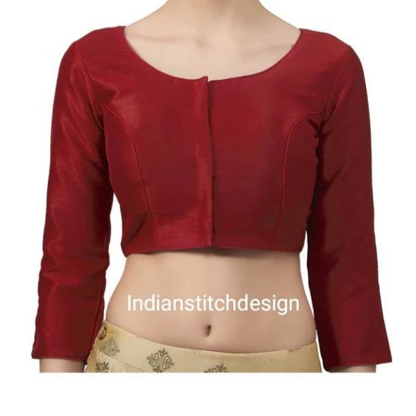 Handmade Red Silk Blouse With 3/4 Sleeves Length, Indian Blouse, Ready made Saree Blouse, Ready To Wear Blouse, Saree Blouse, Choli