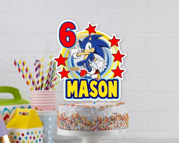 Sonic The Hedgehog Personalized Cake Topper 1/2 11 x 17 Inches Birthday  Cake Topper