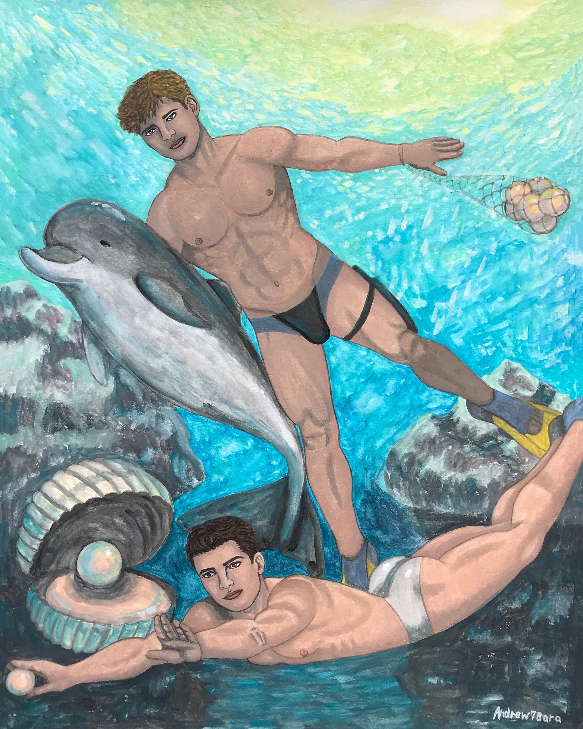 Nude with dolphins