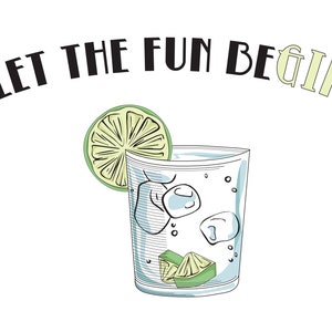 Let The Fun BeGIN - Bachelorette Party, Gin, Party Decorations, Drink Label