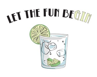 Let The Fun BeGIN - Bachelorette Party, Gin, Party Decorations, Drink Label