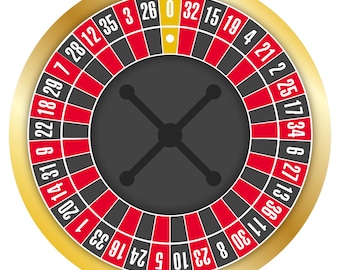 Roulette Wheel - Version 2 - Red and Gold Casino Party Design (Digital Download)
