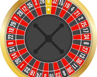 Roulette Wheel - Red and Gold Casino Party Design (Digital Download)