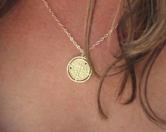 Rustic Black Onyx Stone Coin Necklace