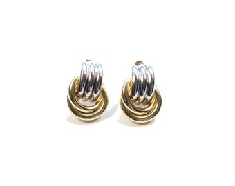 Pendientes de nudo de metal mixto rellenos de oro, hechos a mano