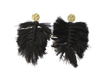 Capri Feather Earrings in Black and Cream by Coella Love • Fashion Earrings • Lightweight • Fun Earrings • Bridesmaid gift • Gift for her