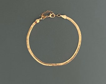 Gold Filled Herringbone Bracelet • Minimalist Adjustable Chain