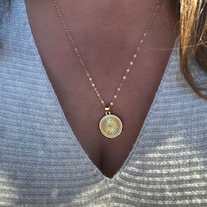 La Palma Coin by Coella Love • Hypoallergenic • Tarnish Resistant • Gift for her • Bridesmaid Gift • Sunburst Coin Necklace