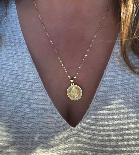 Sunburst store coin necklace