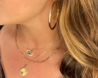 Ravello Gold Filled Hoops • Lightweight • Sparkle Hoops • Hypoallergenic • Tarnish Resistant • Big Hoops • Statement Hoops