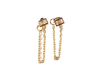 Chain drop stud earrings