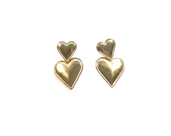 Pendientes de corazón rellenos de oro
