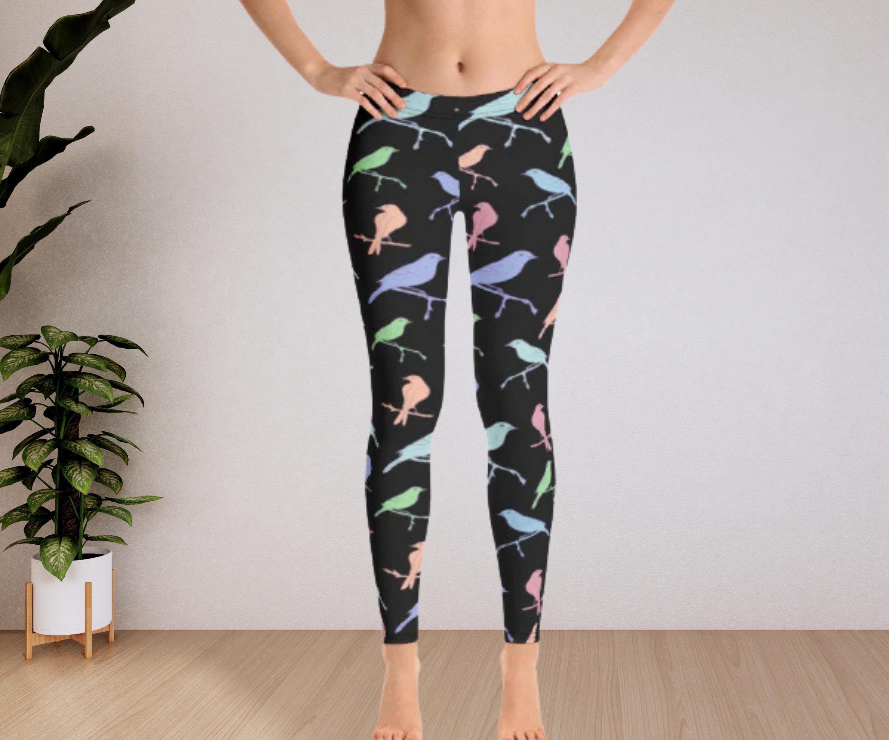 Bird Leggings for Her Bird Yoga Pants for Her Cute Bird Print for Women 
