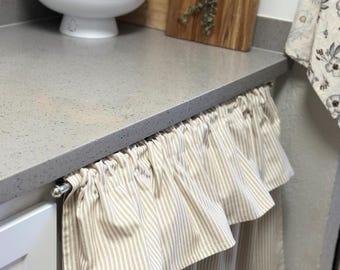Striped Dishwasher Curtain Cover | Neutral Kitchen Appliance Cover Farmhouse Cottage Soft European