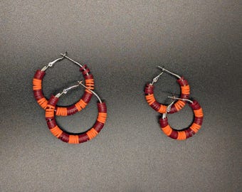 Virginia Tech Inspired Heishi Bead Hoop Earrings Set | VA Tech Accessories | Game Day Jewelry