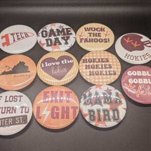 Virginia Tech Hokies Game Day Buttons | VT Tailgate Pins | Blacksburg VA Alumni Gift | College Football Accessories bild 2