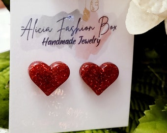 Heart Stud Earrings/Valentines Earrings