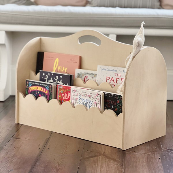 Scalloped Montessori Portable Bookcase Library - Scallop Book Storage