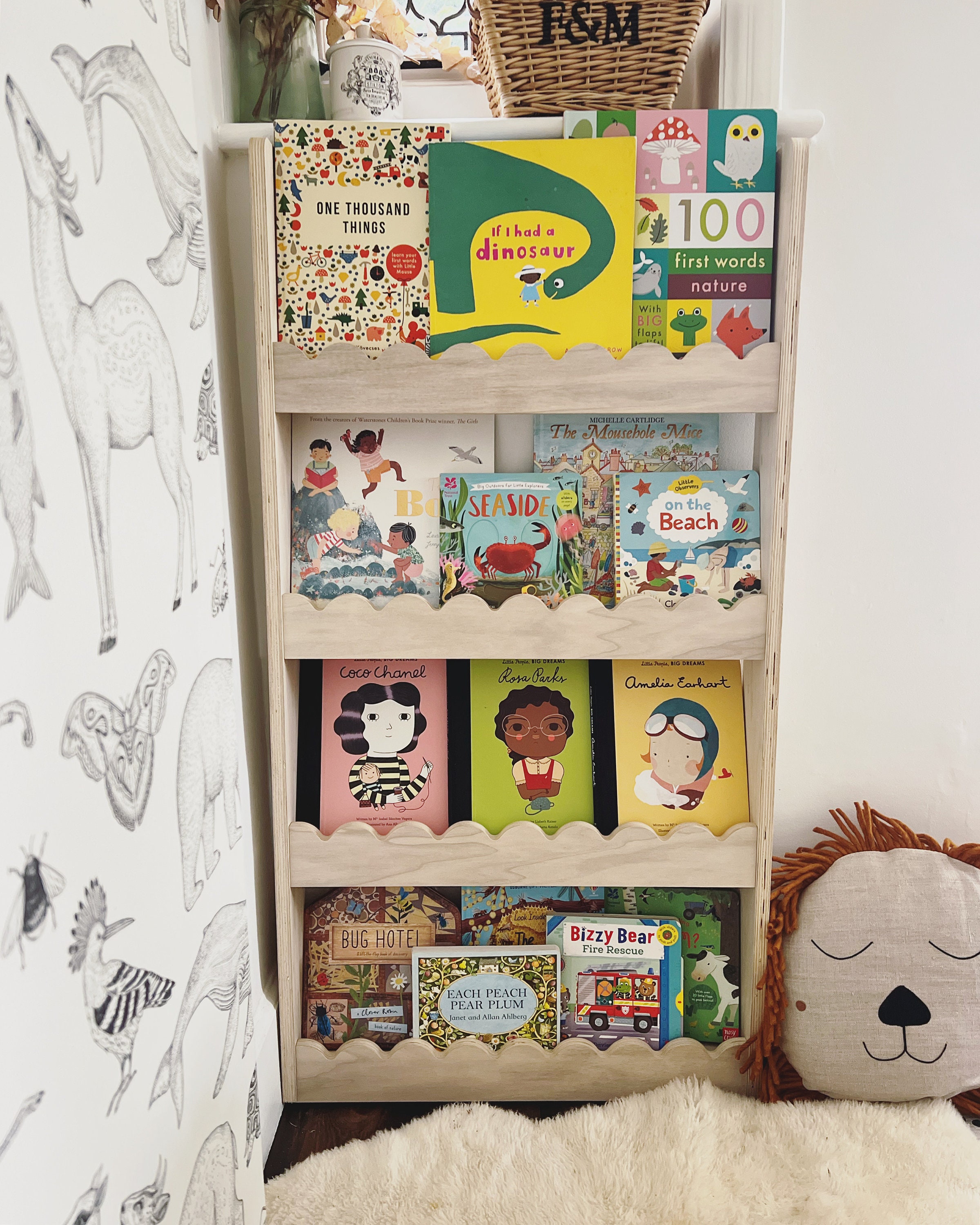Librería infantil Montessori festoneada Estante de vieira 