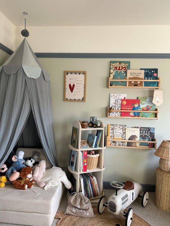 Libreria Rotante 360° Per Bambini In Bambù E Acrilico – 2 Ripiani, Design Salvaspazio. Perfetta Per Cameretta, Aula O Soggiorno. - 2