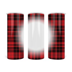 Design digitale scozzese rosso e nero a sublimazione skinny da 20 once