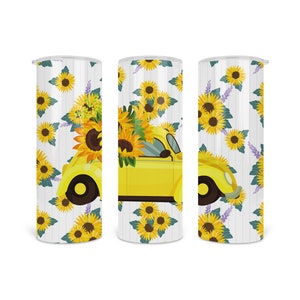 20oz skinny tumbler digital sublimation design sunflower buggy with bonus sublimation design