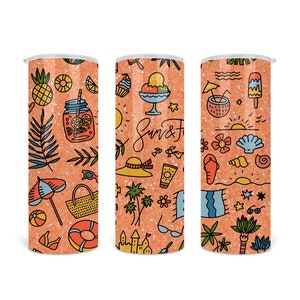 20oz Skinny Tumbler Digital Sublimation Design Peachy Summer Fun