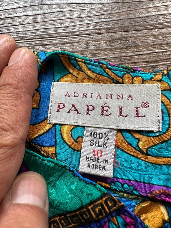 100% Silk! Vintage Adrianna Papell Long-Sleeve Sh… - image 3